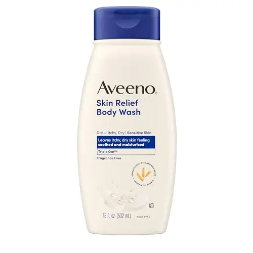 Aveeno Skin Relief Fragrance-Free Body Wash bottle with Triple Oat formula