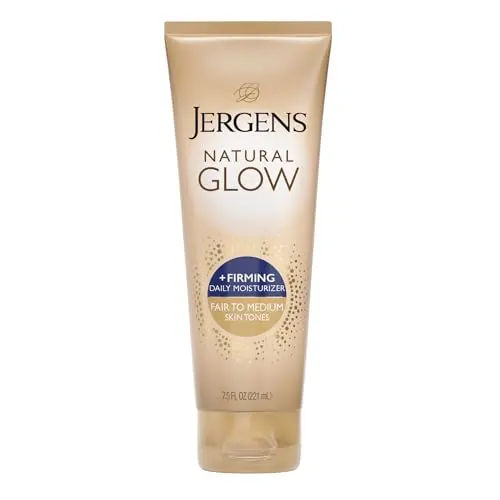 Jergens Natural Glow +Firming Self Tanner bottle for fair to medium skin