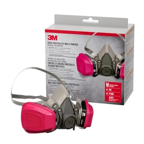 3M 65021 reusable respirator with pink P100 particulate filters