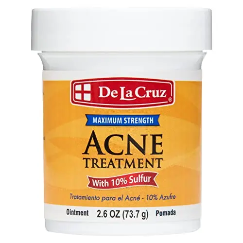 De La Cruz 10% Sulfur Ointment jar for hormonal acne treatment