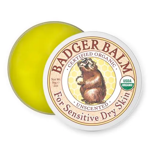 Badger Balm Unscented Hand Cream in a metal tin