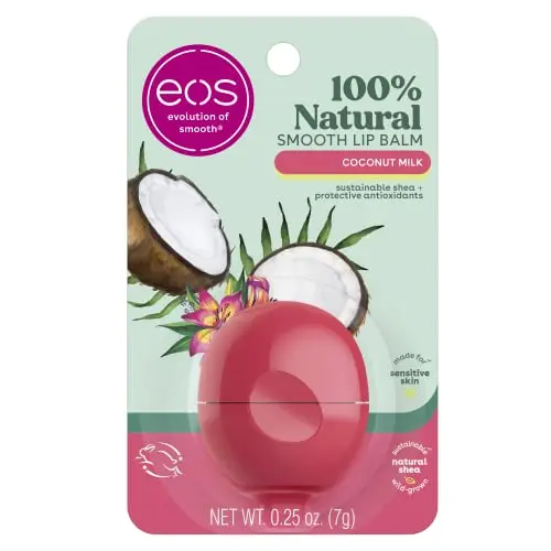 EOS 100% Natural Coconut Milk Lip Balm in its signature spherical container