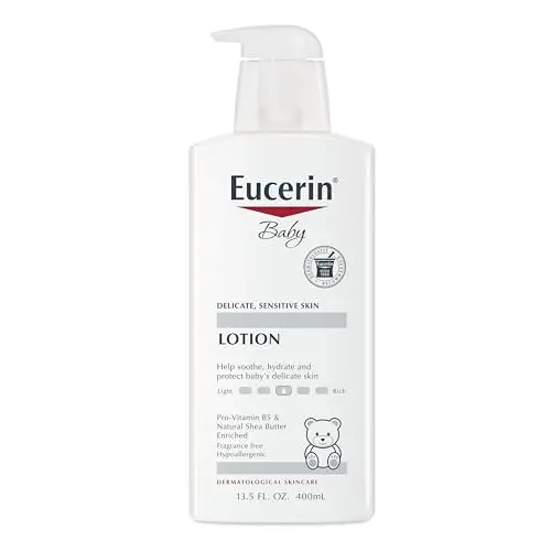 Eucerin Baby Body Lotion in a white pump bottle