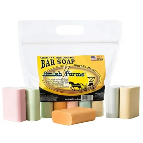 Amish Farms 5-pack variety of large, hand-cut natural bar soap