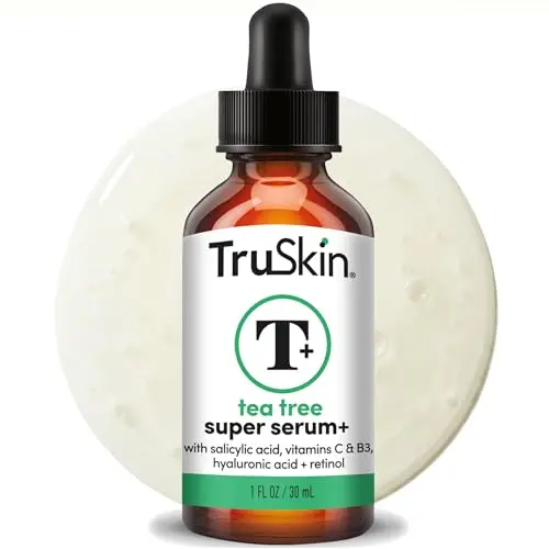 TruSkin Tea Tree Oil Acne Treatment Serum bottle with dropper