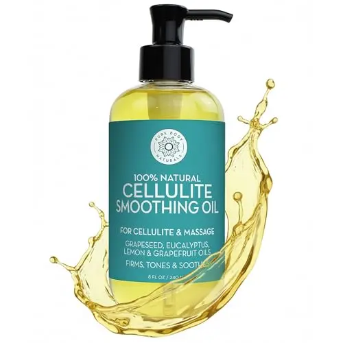 Pure Body Naturals Anti Cellulite Massage Oil bottle with natural ingredients