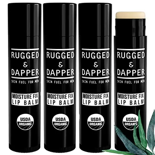 RUGGED & DAPPER men's lip balm four-pack in clear tubes