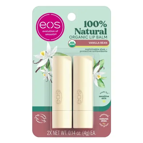 eos 100% Natural Vanilla Bean Organic Lip Balm Sticks two-pack