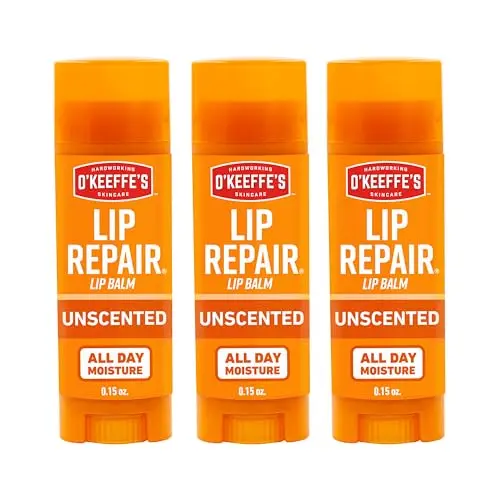O'Keeffe's Lip Repair Unscented lip balm stick in pack
