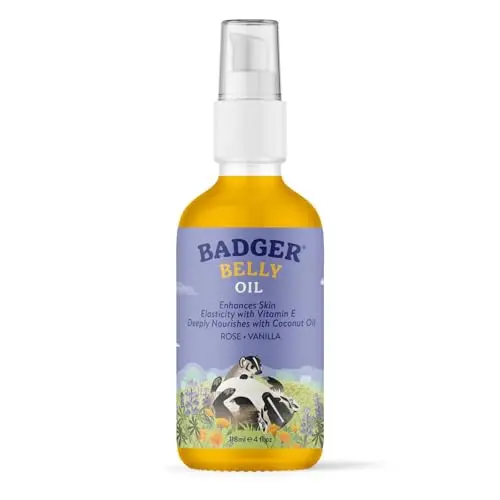 Badger Organic Pregnant Belly Oil in glass bottle