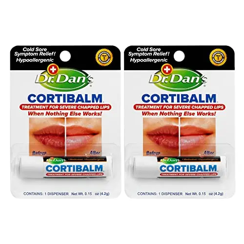 Two-pack of Dr. Dan's Cortibalm healing lip balm for Accutane dryness