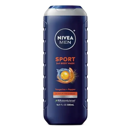 NIVEA MEN Sport Body Wash bottle with tangerine and pepper design
