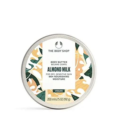 The Body Shop Almond Milk Body Butter in a recyclable tub