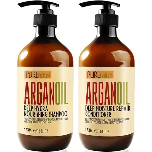 PURE NATURE LUX SPA Argan Oil Shampoo and Conditioner bottles for curly hair