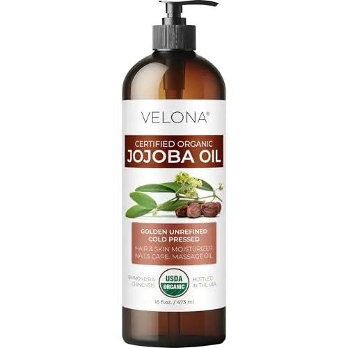 Velona 16oz bottle of jojoba oil with a dispensing pump