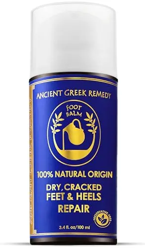 Ancient Greek Remedy Organic Foot Balm in a brown glass jar