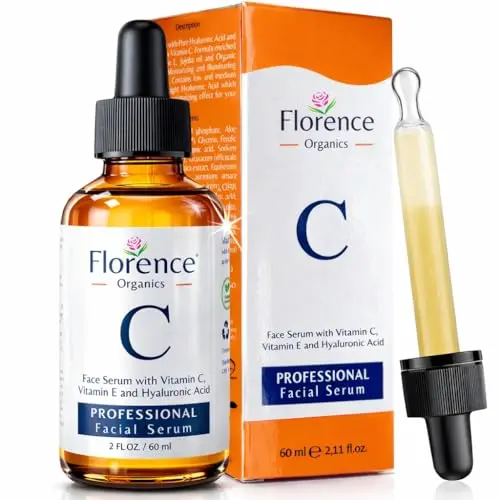 Florence Vitamin C Serum with Hyaluronic Acid and Vitamin E in a glass bottle