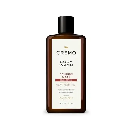 Cremo Bourbon & Oak body wash bottle