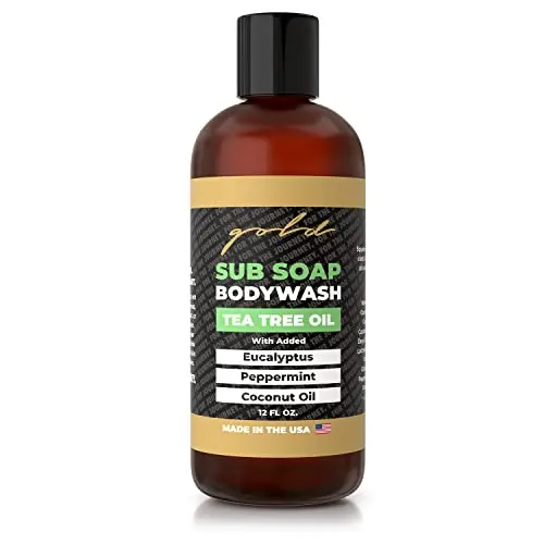 Gold BJJ Submission Soap Body Wash bottle with grappling-themed label