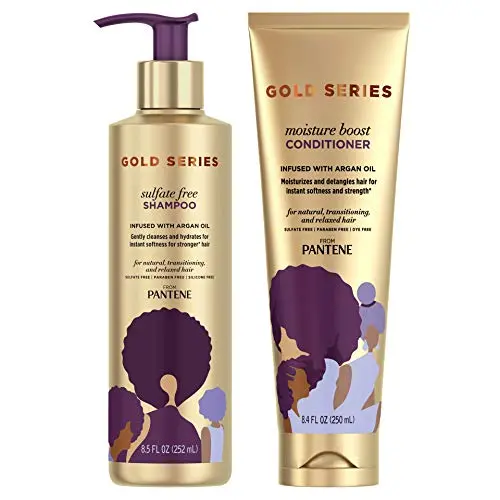 Pantene Pro-V Gold Series Sulfate Free Shampoo and Conditioner Kit with Argan Oil