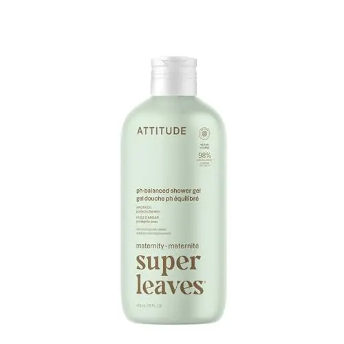 ATTITUDE Pregnancy Body Wash bottle with rose and white flower design