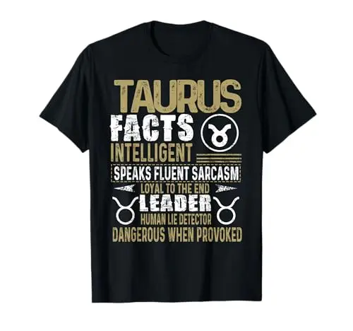Taurus zodiac sign facts graphic t-shirt for men