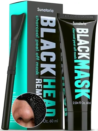 SUNATORIA Black Peel Off Face Mask tube with black gel oozing out