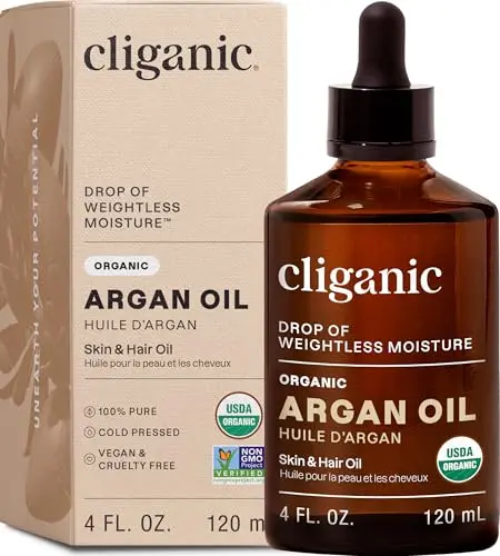 Cliganic Organic Argan Oil in a glass bottle