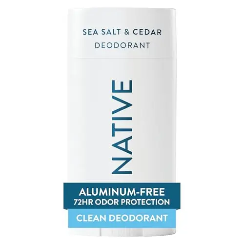 Native Aluminum Free Deodorant for men, Sea Salt & Cedar scent, in a white stick.