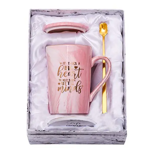 ShinnyWis gold and marble design ceramic coffee mug set with lid, coaster, and spoon