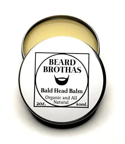 Beard Brothas Bald Head Balm in a small tin with organic ingredients