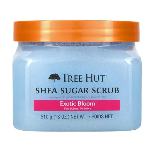 Tree Hut Exotic Bloom Shea Sugar Scrub in a pink jar