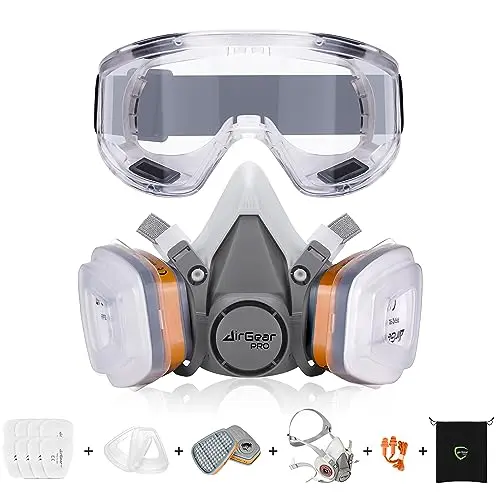 AirGearPro grey reusable half-face respirator with twin filter cartridges
