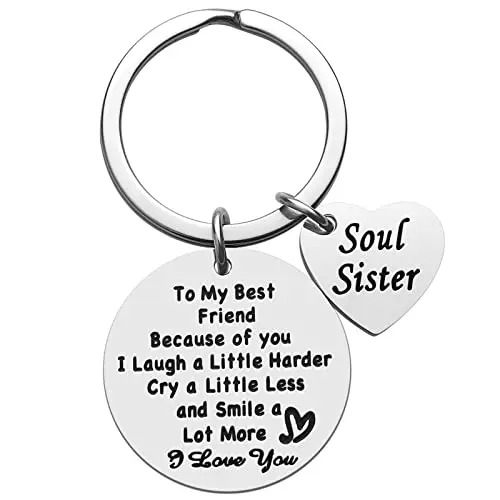 iJuqi To My Best Friend engraved keychain with heart charm