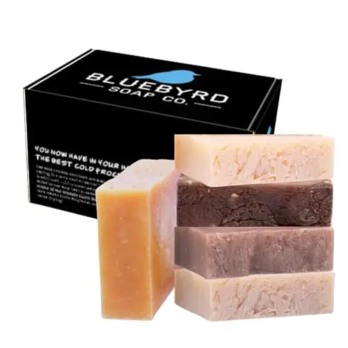 BLUBYRD set of five artisan goat milk soap bars in different scents