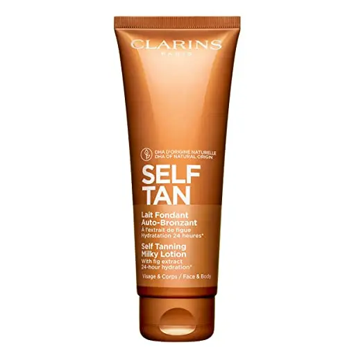 Clarins Self Tanning Milky Lotion bottle for face and body