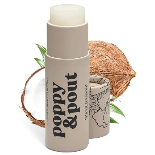 Poppy & Pout Island Coconut Jumbo Lip Balm in cardboard tube