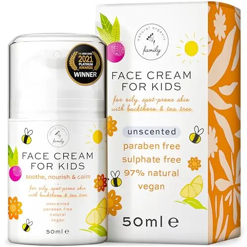 Award-Winning Kids Face Cream tube with strawberry and cranberry extract