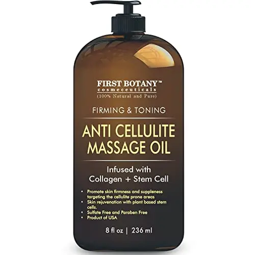 First Botany Anti-Cellulite Massage Oil bottle with collagen and stem cells