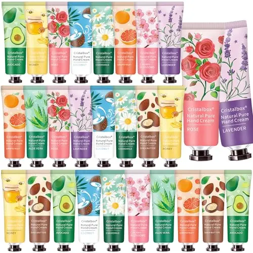 CRISTALBOX assortment of 28 mini hand cream tubes in various scents