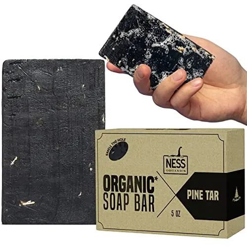 Ness Organics Pine Tar Mens Soap Bar with Activated Charcoal