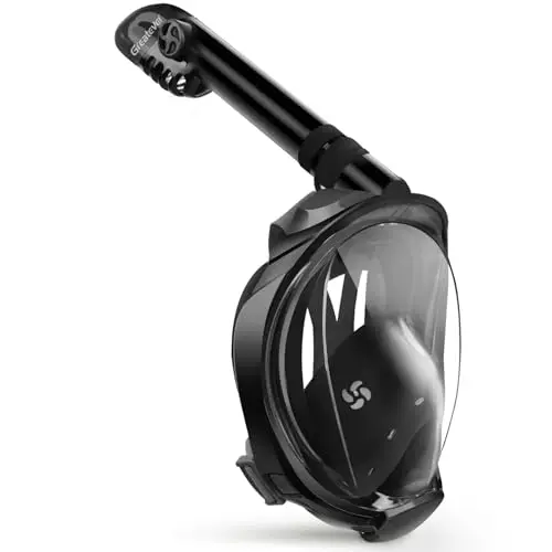 Greatever G2 full face snorkel mask with foldable dry-top snorkel in black