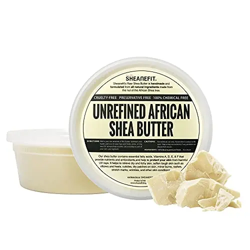 Sheanefit raw unrefined shea butter in a jar for soft, smooth skin