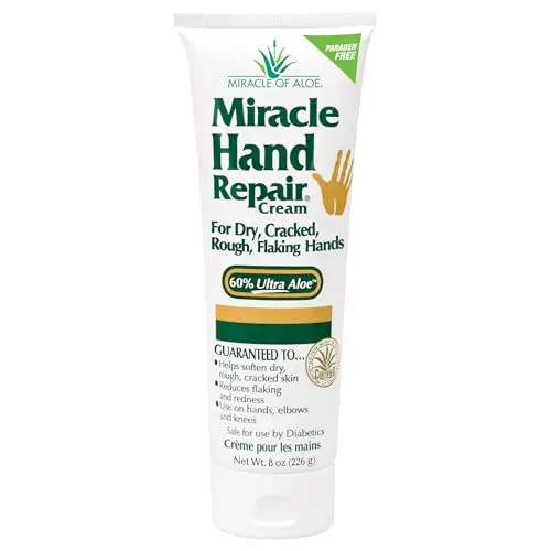 Miracle Hand Repair Cream with 60% Aloe Vera in an 8 oz bottle