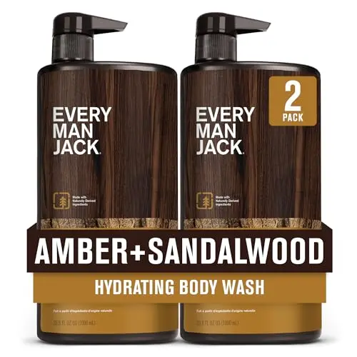 Every Man Jack Amber + Sandalwood Body Wash twin pack bottles