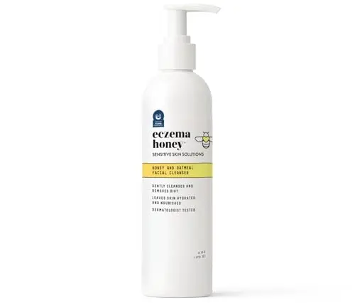 ECZEMA HONEY Oatmeal Facial Cleanser bottle with pump, a foaming face wash for sensitive skin.