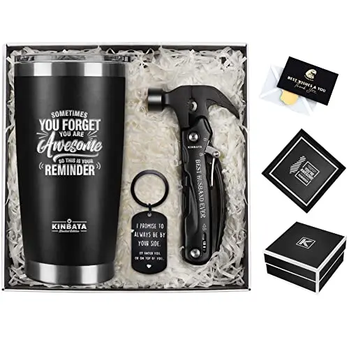 KINBATA gift set with insulated tumbler and multi-tool hammer