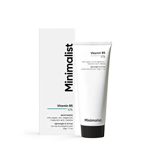 Minimalist Vitamin B5 10% gel moisturizer in a white and grey tube