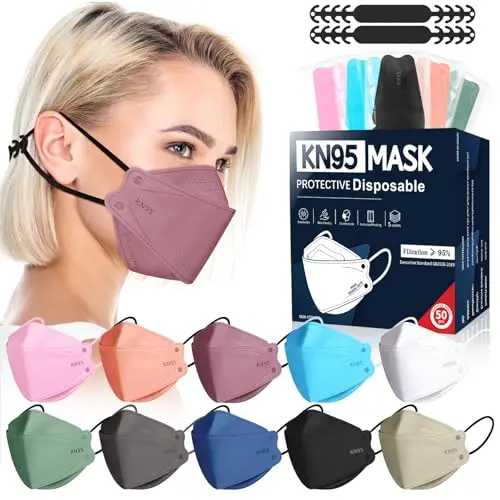 FENFEN KN95 disposable face masks in assorted colors, individually wrapped