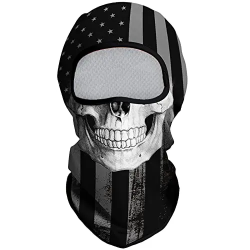 Obacle balaclava face mask with skull smile design for skiing.